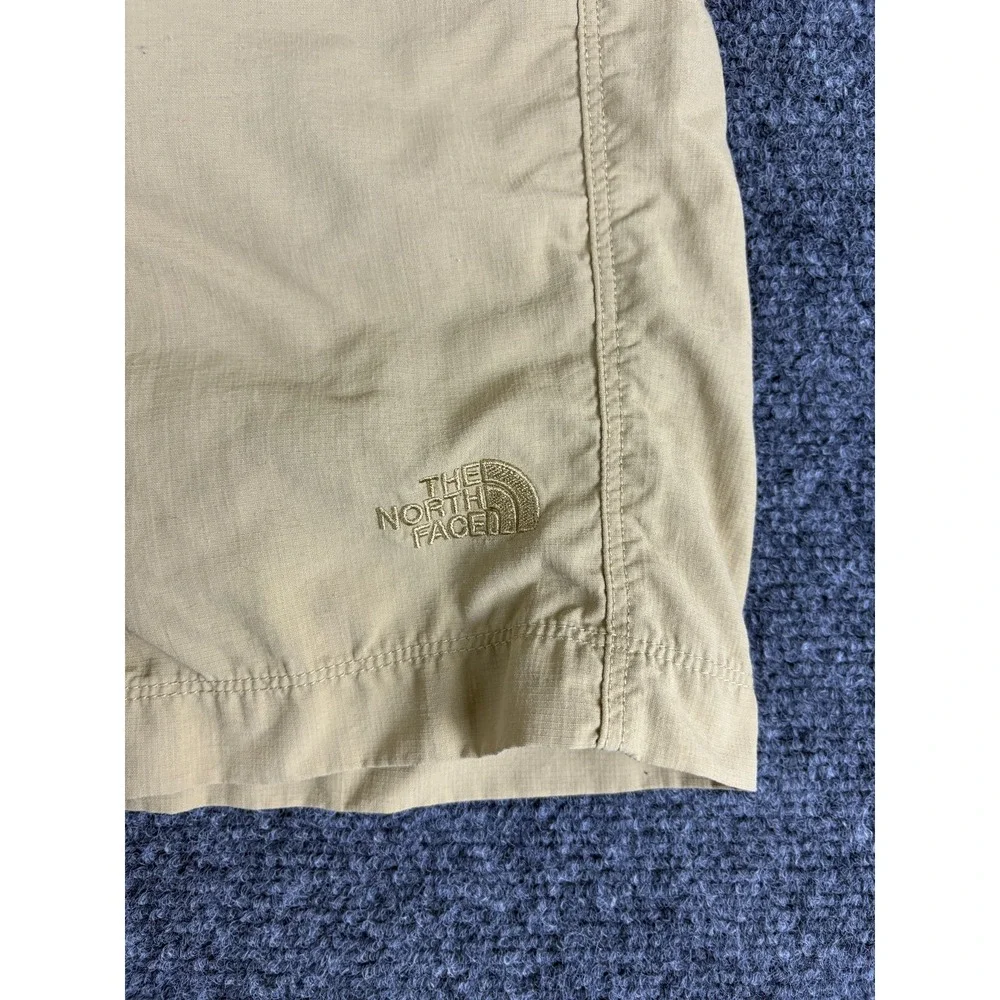 The North Face Horizon Hiking Shorts Women 29x7 Khaki Logo Ripstop Nylon Outdoor